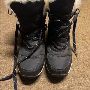 Sorel Black Winter Boots with White Trim